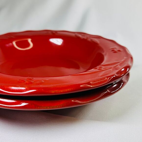 Swiss Colony Occasions Set of 2 Red Stoneware Soup Bowls 9" - Picture 8 of 11